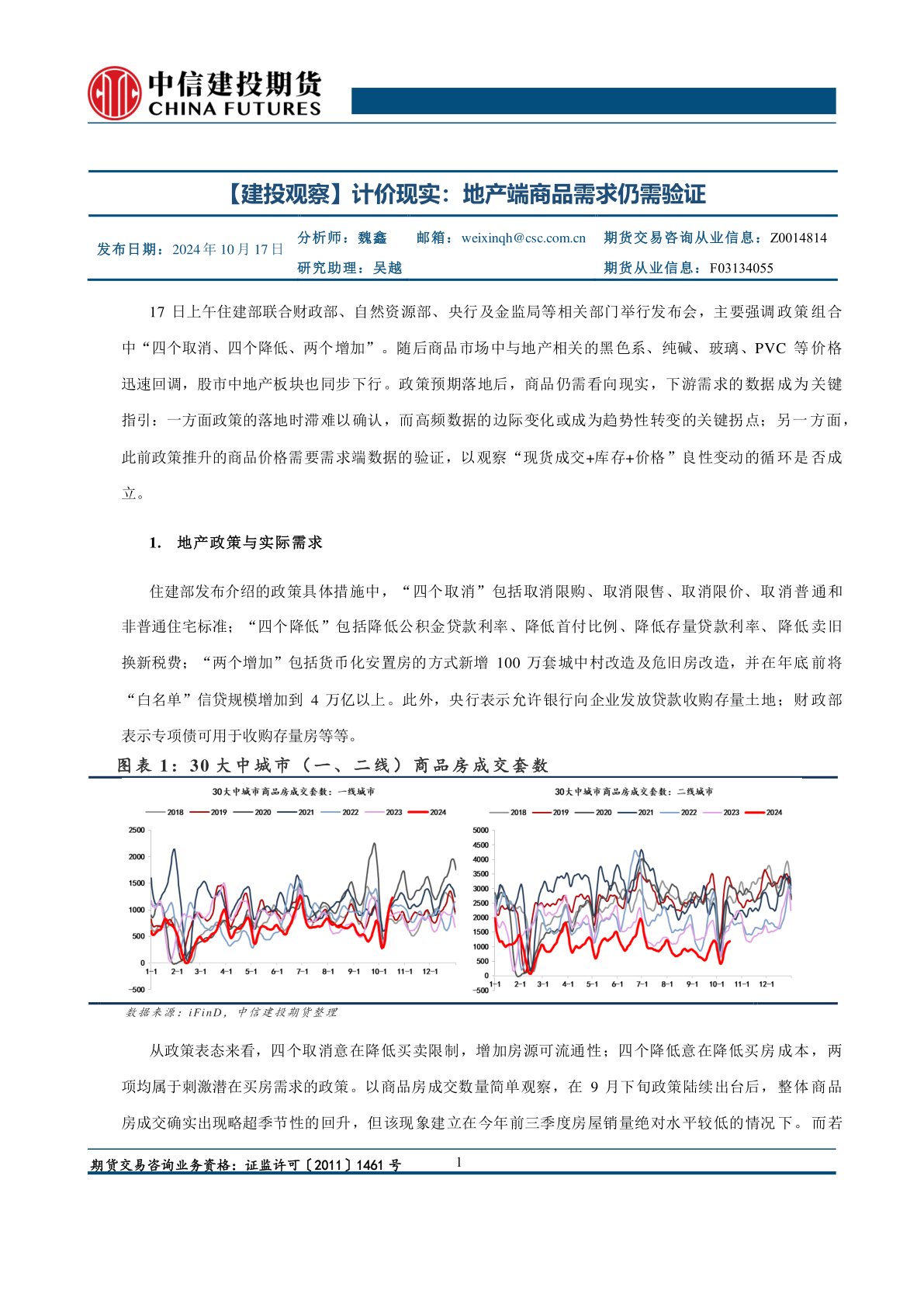 【建投观察】计价现实：地产端商品需求仍需验证