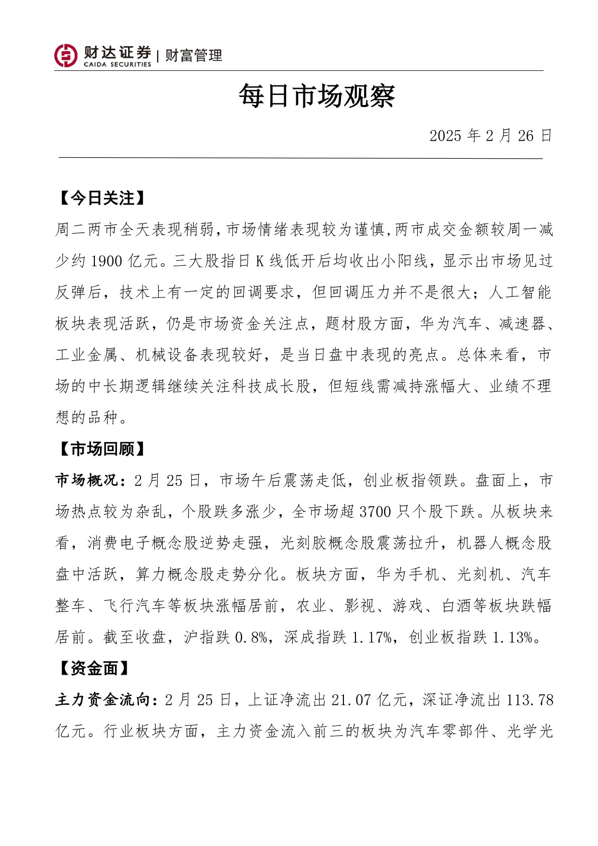 每日市场观察