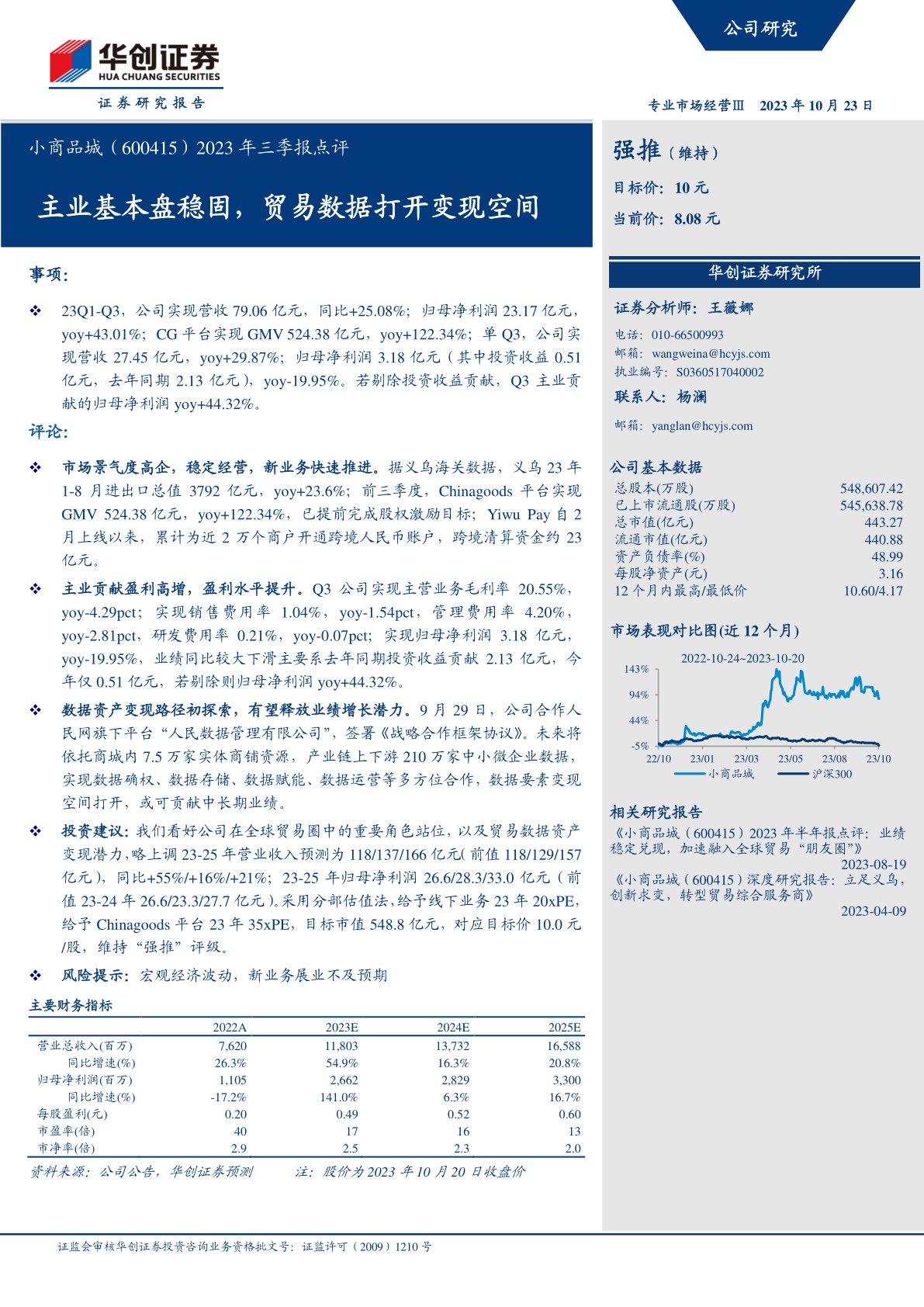 小商品城(600415):主业基本盘稳固,贸易数据打开变现空间
