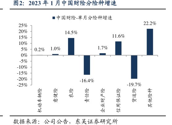 2023年1月<hl>中</hl><hl>国</hl><hl>财</hl><hl>险</hl>分险种增速