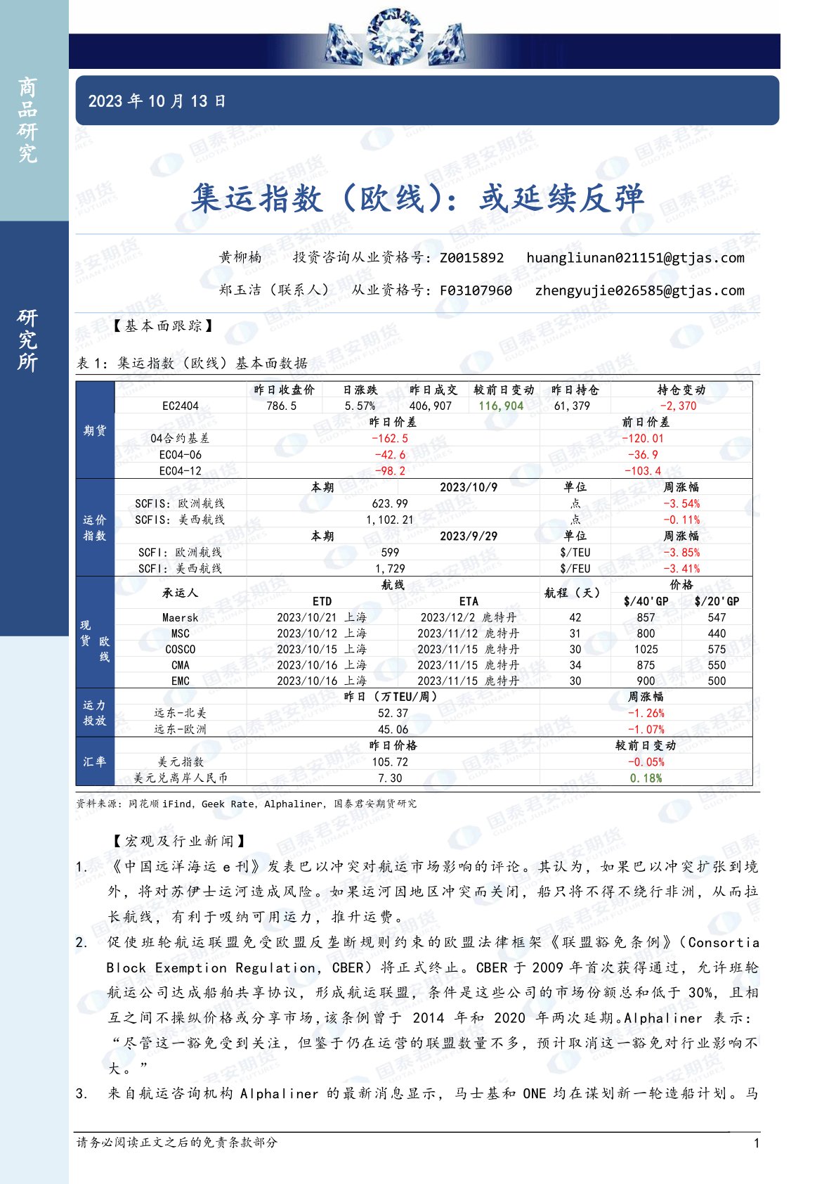 集运指数(欧线):或延续反弹