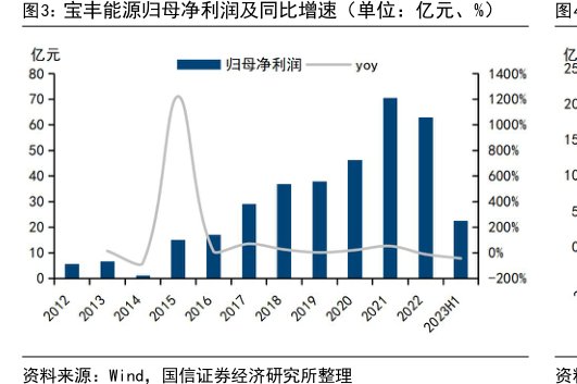 <hl>宝</hl><hl>丰</hl><hl>能</hl><hl>源</hl>归母净利润及同比增速（单位：亿元、%）