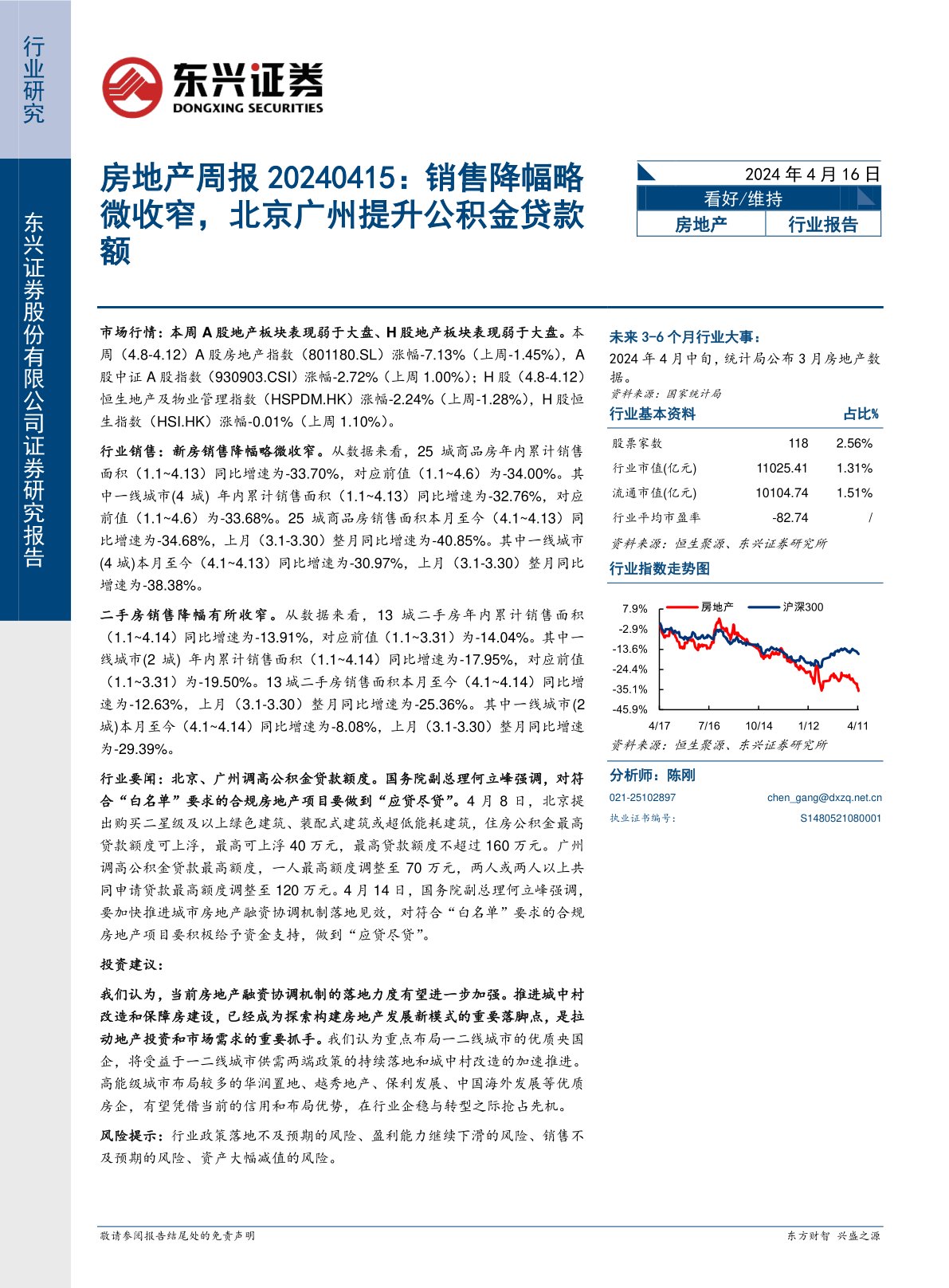 房地产周报：销售降幅略微收窄，北京广州提升公积金贷款额